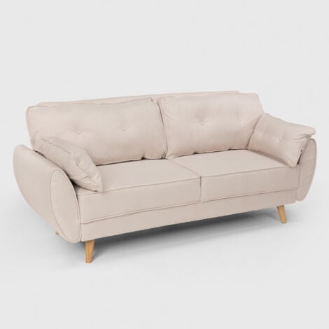 MODUS SOFÀ Fortaleza Schlafsofa Nordisches Design Schlafcouch Clic Clac 3-Sitzer aus Stoff - Dunkel Grau