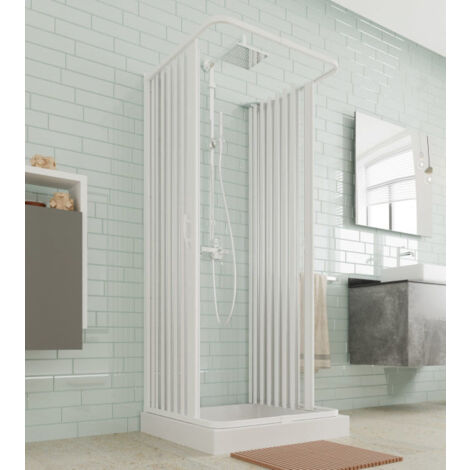 Forte - Box Doccia Delta 100-80 /100-80 /100-80 A Soffietto - Apertura Totale Due Porte - Altezza 185 Cm - Serie Colibri - Articolo: Bp131