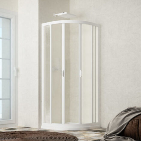 Forte - Box Doccia Ponte 75-70 / 75-70 - Raggio 38 cm - Scorrevole Semicircolare A Due Porte - Vetro In Acrilico Opaco - Altezza 185 Cm - Serie Skipper - Articolo: Bs140