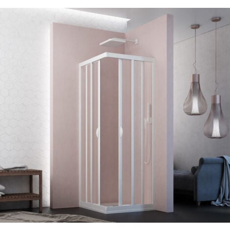Forte - Box Doccia Vela 75-70 / 75-70 - Scorrevole Apertura Centrale Due Porte - Vetro In Acrilico Opaco - Altezza 185 Cm - Serie Skipper - Articolo: Bs101