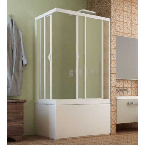 Forte - Box Vasca Vela 170-160 X 70-65 Angolare Scorrevole - Apertura Angolare A Due Porte - Vetro In Acrilico Opaco - H.150 Cm - Serie Skipper - Articolo: Bs372