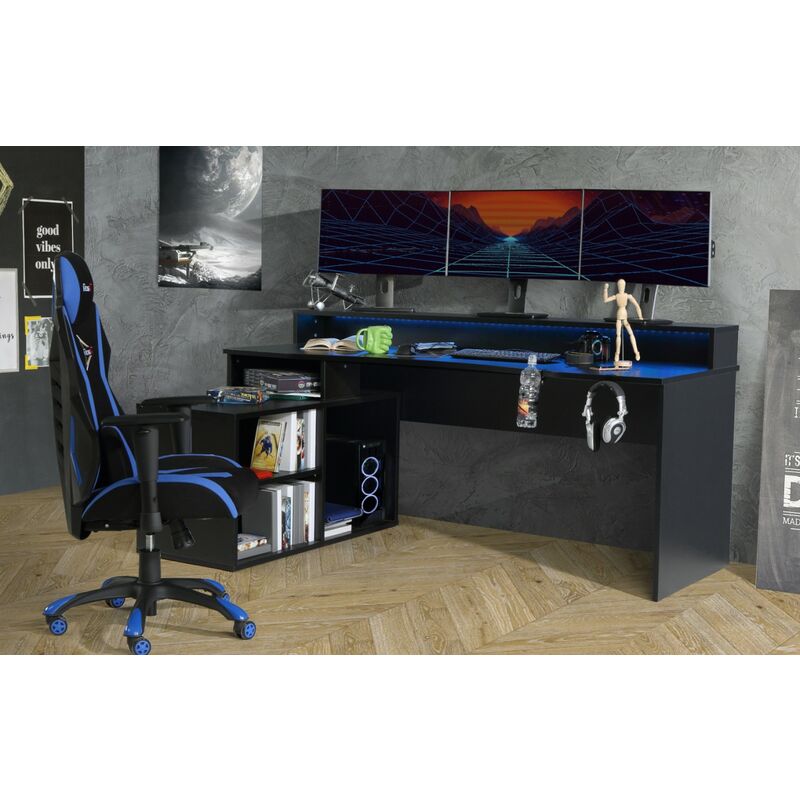 FORTE Gamingtisch Tezaur 200 cm breit mit RGB-Beleuchtung Schreibtisch Computertisch Gamer Tisch Gaming mit Beleuchtung - MD110952
