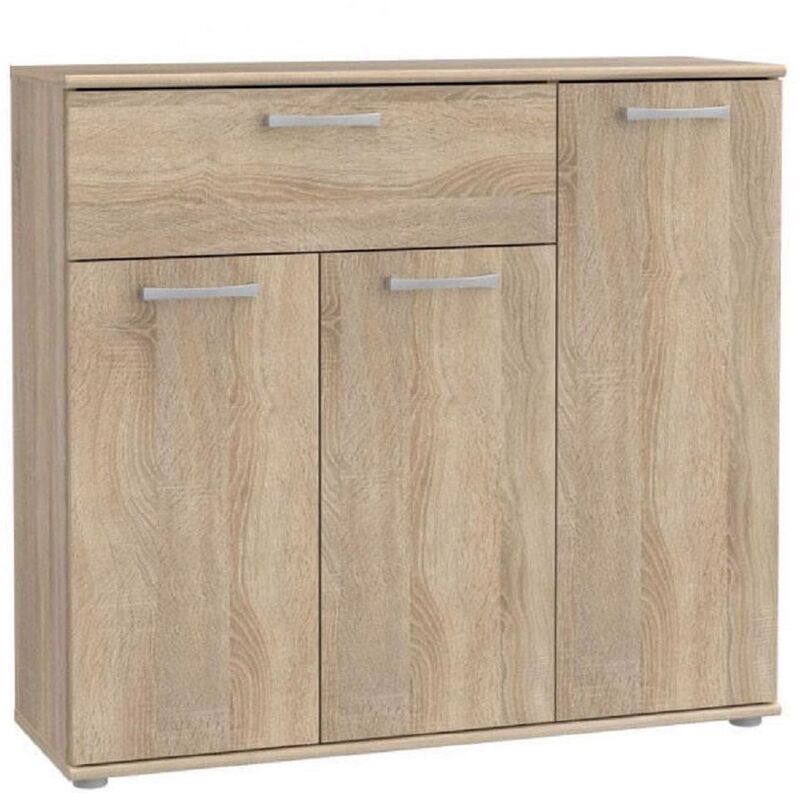 Forte Modern 3 Door 1 Drawer Storage Cabinet - Sonoma Light Oak - Sonoma Light Oak