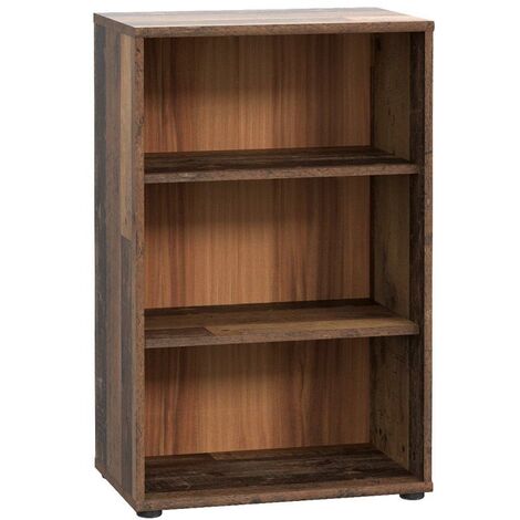 main image of "Forte Modern & Slim 3 Tier Bookcase Shelving Unit - Vintage Wood - Brown"