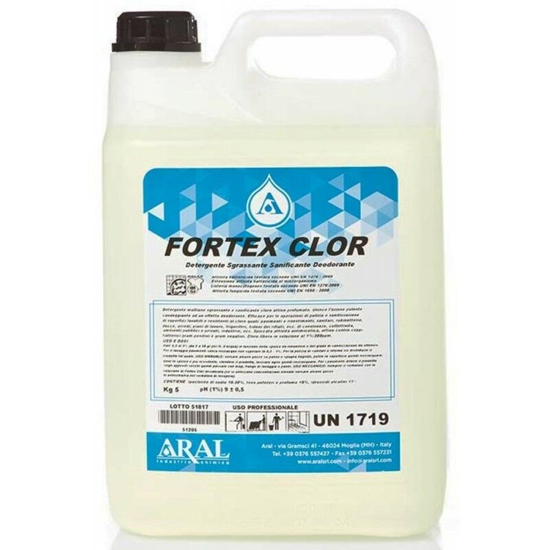 Image of Fortex Clor Detergente Sgrassante e Sanificante con Cloro Attivo Multiuso e Profumato Made in Italy Scatola 4 pz da 5kg