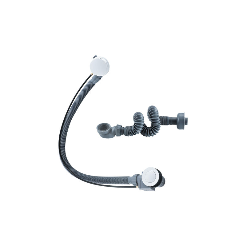 Calvi Bonde de baignoire apparente - commande rotative et remplissage intégré - bonde allongée - finition blanc mat - Fortifura