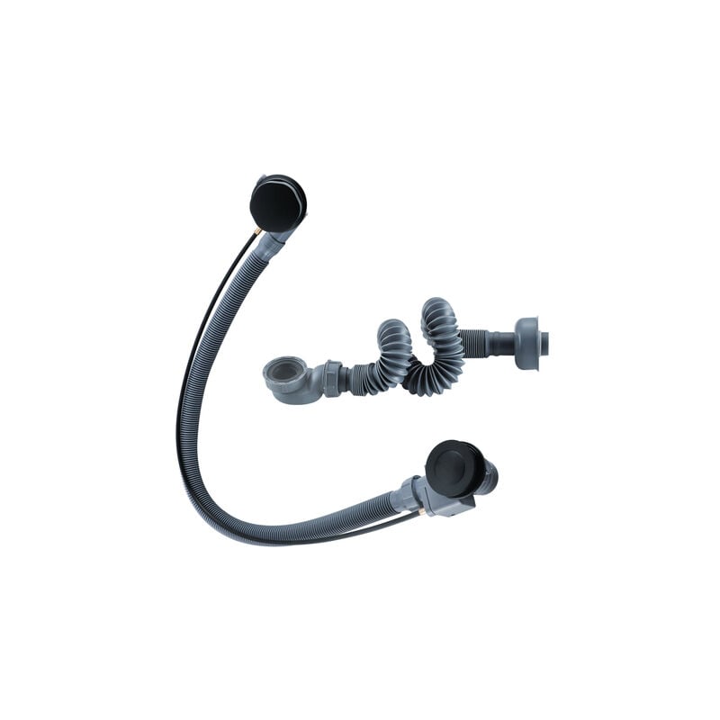 Calvi Bonde de baignoire apparente - commande rotative et remplissage intégré - bonde allongée - finition noir mat - Fortifura