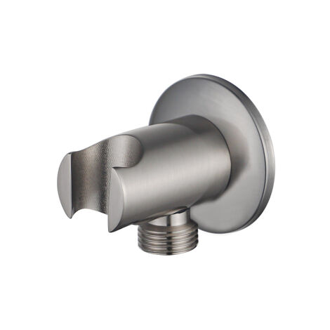 Fortifura Calvi Coude pour flexible de douche avec rosace ronde Inox brossé