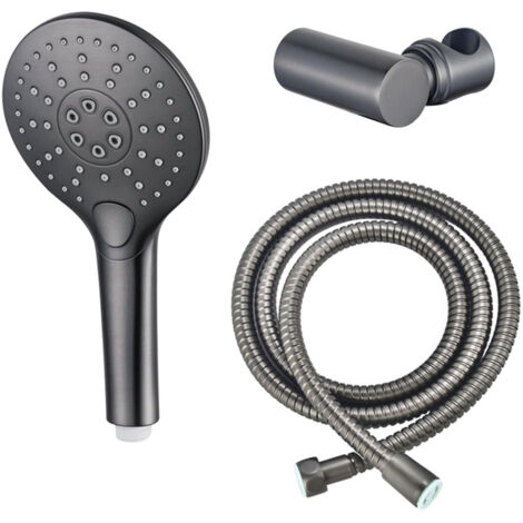 Fortifura Calvi Douchette à main - Ø12 cm - rond - 3 jets - avec support - flexible anti-torsion - 150 cm - Gunmetal PVD