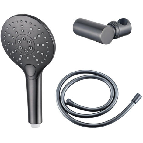 Fortifura Calvi Douchette à main - Ø12 cm - rond - 3 jets - avec support - flexible lisse - 150 cm - gunmetal PVD