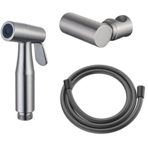 Fortifura Calvi ensemble bidet - douchette - tuyau de 150 cm - support – Inox brossé