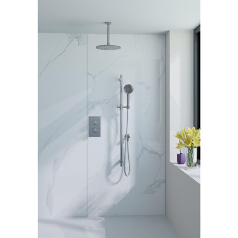 Fortifura Calvi Ensemble de douche à encastrer - thermostatique - bras plafond - glijstang - douche principale de 30 cm - douchette ronde - flexible