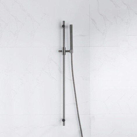 Fortifura Calvi Ensemble de douche avec barre curseur - douchette stylo - flexible en métal - Gunmetal PVD