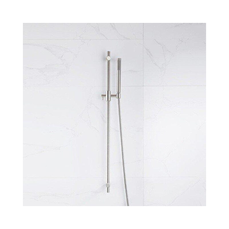 Fortifura - Calvi Ensemble de douche avec barre curseur - douchette stylo - flexible en métal - Inox brossé pvd