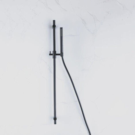 Fortifura Calvi Ensemble de douche avec barre curseur - douchette stylo - flexible lisse - Mat noir
