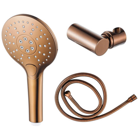 Fortifura Calvi Ensemble de douchette - Ø12 - rond - 3 types de jet - avec support - avec flexible anti-torsion - 150cm - cuivre brossé PVD