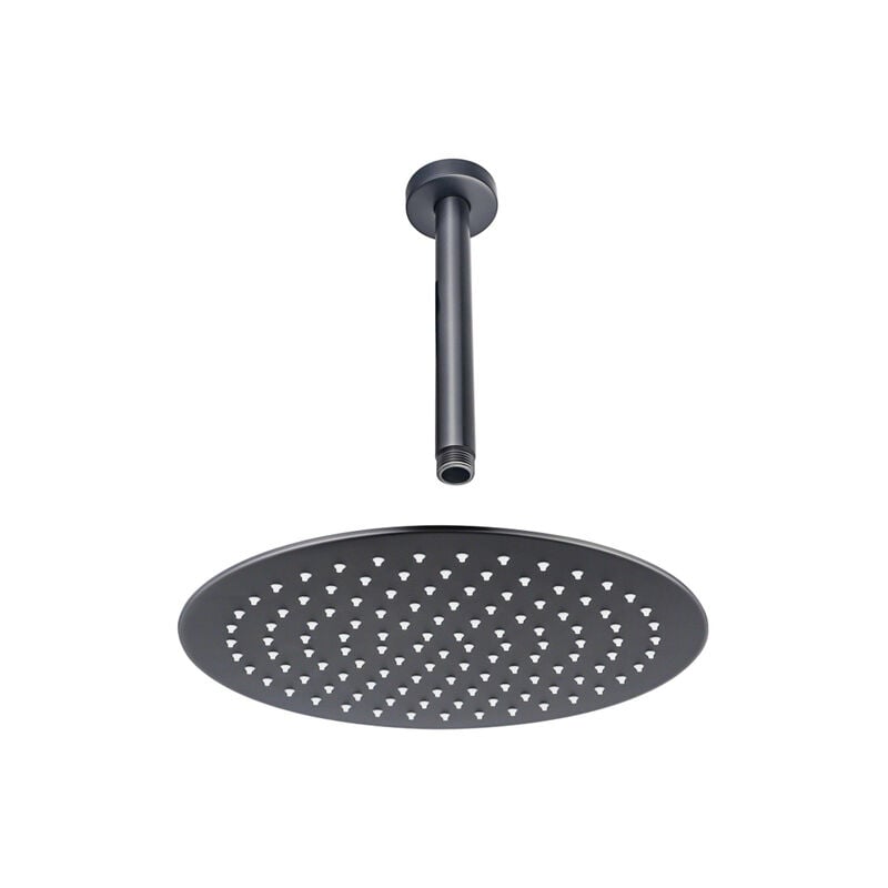 Calvi Tête de douche - 30cm - rond - bras plafond 20cm - Gunmetal brossé pvd - Fortifura