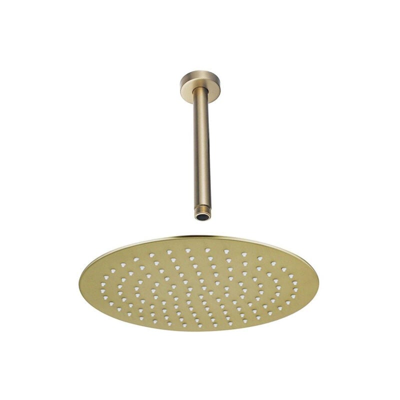 Fortifura - Calvi Tête de douche - 30cm - rond - bras plafond 20cm - Laiton brossé pvd