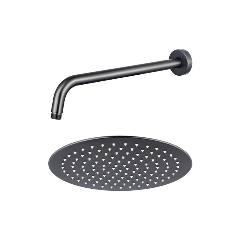 Fortifura - Calvi Tête de douche - 30cm - rond - bras mural 35cm - Gunmetal brossé pvd