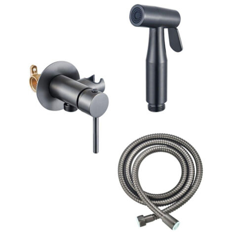 Fortifura Calvi Mitigeur Bidetset - support de douchette - flexible de douche 100cm - douchette bidet - gunmetal