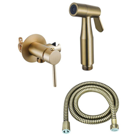 Fortifura Calvi Mitigeur Bidetset - support de douchette - flexible de douche 100cm - douchette bidet - laiton brossé