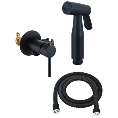 Fortifura Calvi Mitigeur Bidetset - support douchette - flexible de douche 100cm - douchette bidet - noir mat