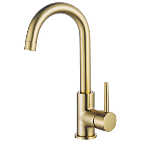Fortifura Calvi Mitigeur lavabo rehaussé avec bec rotatif Laiton brossé PVD