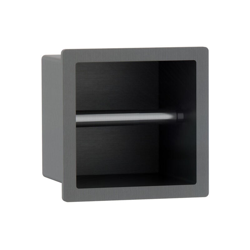 Calvi porte-rouleau de toilette - encastré - 17.3x17.3x8.7cm - gunmetal - Fortifura