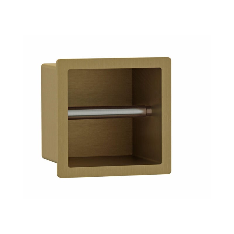Calvi porte-rouleau de toilette - encastré - 17.3x17.3x8.7cm - laiton brossé - Fortifura