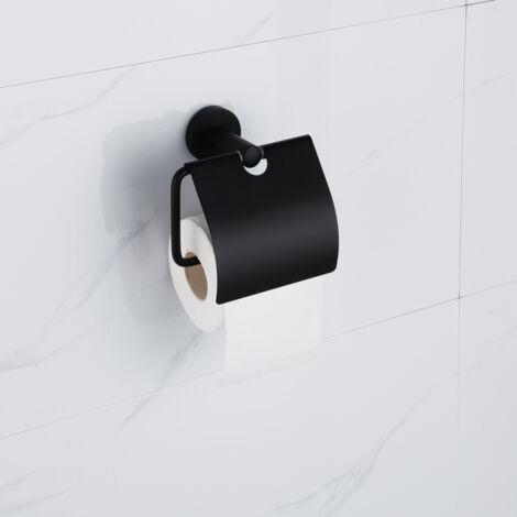 Fortifura Calvi Porte-rouleau papier WC - avec couvercle - noir mat