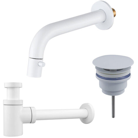 Fortifura Calvi Robinet lave-mains - encastrable - bec 18cm - à raccourcir - siphon - bonde non-obturable - blanc mat