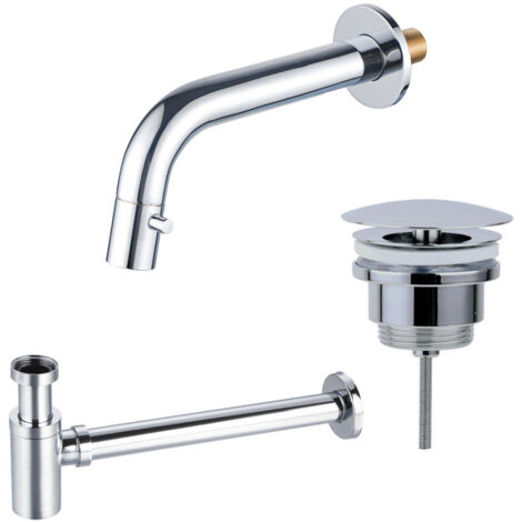 Fortifura Calvi Robinet lave-mains - encastrable - bec 18cm - à raccourcir - siphon - bonde non-obturable - chrome