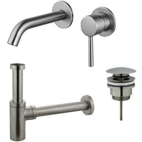 Fortifura Calvi Slim Kit mitigeur lavabo - robinet encastrable - bonde clic clac - siphon design - PVD cm