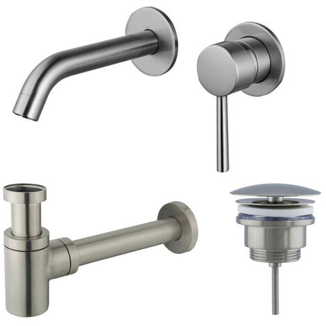 Fortifura Calvi Slim Kit mitigeur lavabo - robinet encastrable - bonde non-obturable - siphon design bas - PVD