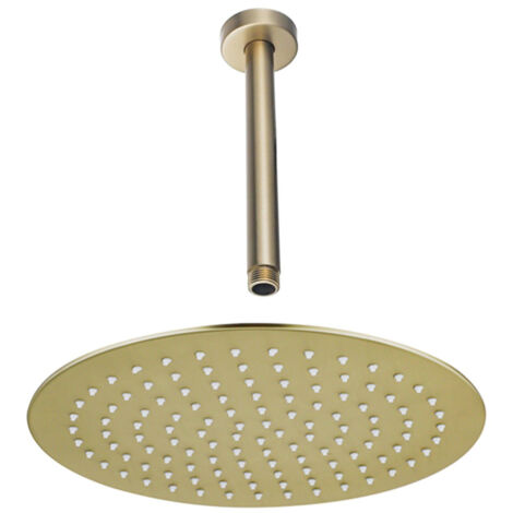 Fortifura Calvi Tête de Douche - 25cm - ronde - bras de plafond 20cm - laiton