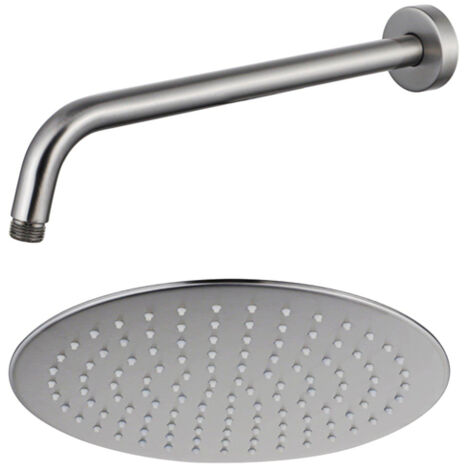 Fortifura Calvi Tête de Douche - 25cm - ronde - bras mural 35cm - inox brossé