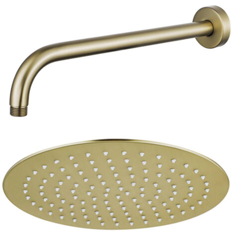 Fortifura Calvi Tête de Douche - 25cm - ronde - bras mural 35cm - laiton