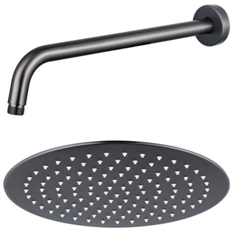 Fortifura Calvi Tête de douche - 30cm - rond - bras mural 35cm - Gunmetal brossé PVD