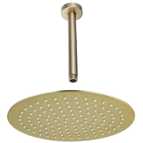 Fortifura Calvi Tête de douche - 30cm - rond - bras plafond 20cm - Laiton brossé PVD