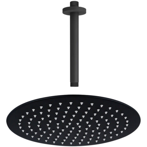 Fortifura Calvi Tête de douche - 30cm - rond - bras plafond 20cm - Noir mat