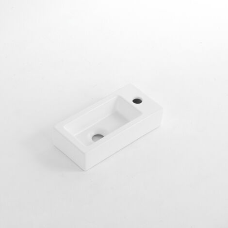 Fortifura Fuente lave-mains - 38x18.5x9 cm - céramique - trou pour robinet à droite - blanc mat