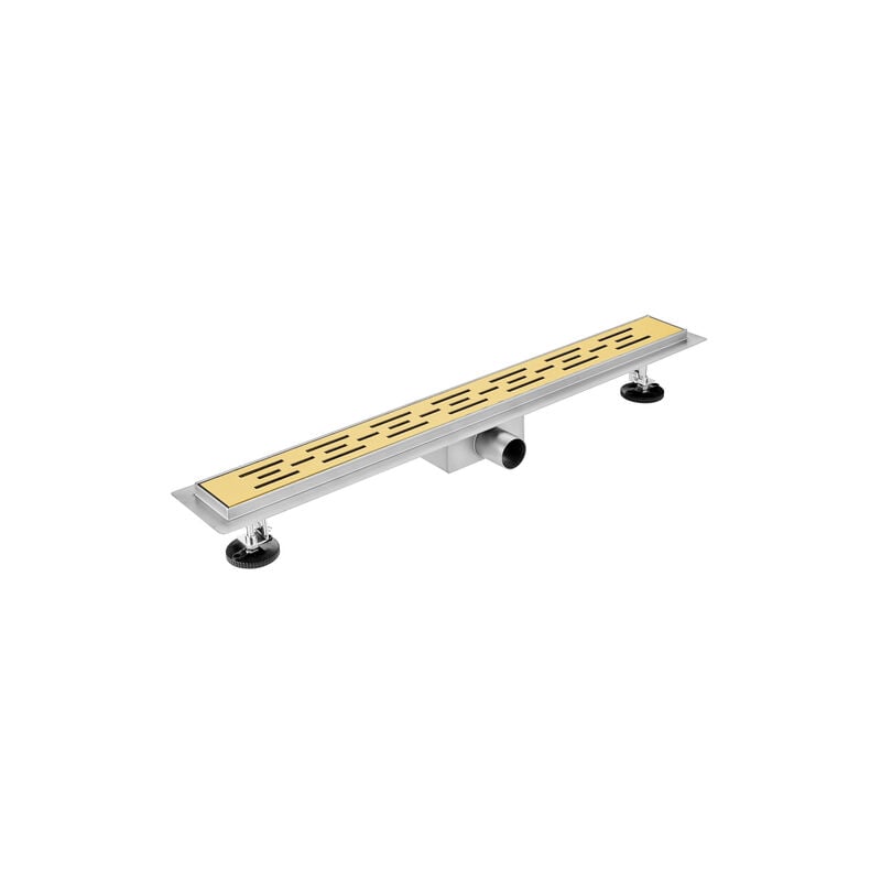 Galeria Caniveau de douche 60cm avec grille et bride de sol Laiton brossé - Fortifura