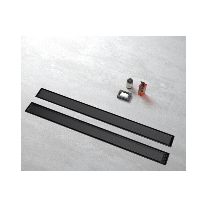 Fortifura - Galeria Grille d'évacuation douche - réversible - 179.4x5.3x0.7cm - Noir mat