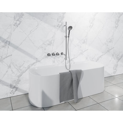 Fortifura Nebbio Ensemble combiné baignoire - mitigeur thermostatique - barre de glissement avec coude mural intégré - flexible de douche métallique -