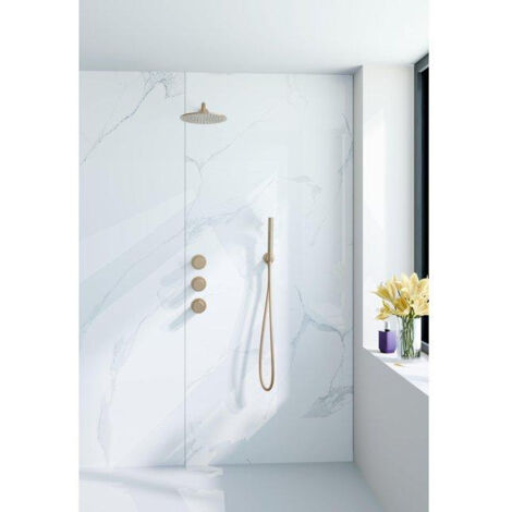 Fortifura Nebbio Ensemble de douche pluie - mitigeur encastré - élément encastré - coude mural de raccordement - flexible de douche lisse - douchette
