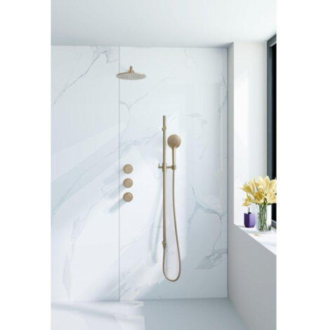 Fortifura Nebbio Ensemble de douche pluie - robinet encastré - corps encastré - barre coulissante - flexible de douche lisse - douchette ronde - bras