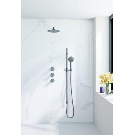 Fortifura Nebbio Ensemble de douche pluie - robinet encastré - corps encastré - barre coulissante - flexible de douche lisse - douchette ronde - bras