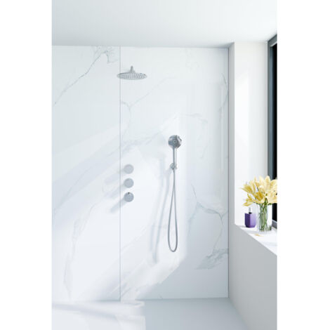 Fortifura Nebbio Ensemble de douche pluie - robinet encastré - corps encastré - coude mural de raccordement - flexible de douche métal - douchette