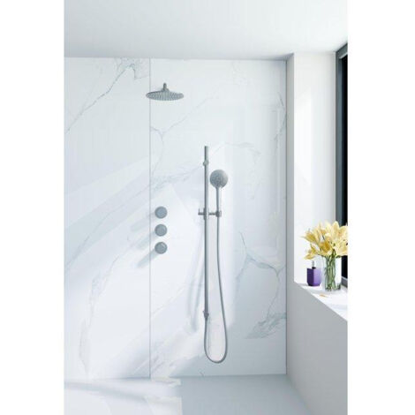 Fortifura Nebbio Ensemble de douche pluie - robinet encastré - élément encastré - barre coulissante - flexible de douche lisse - douchette ronde -