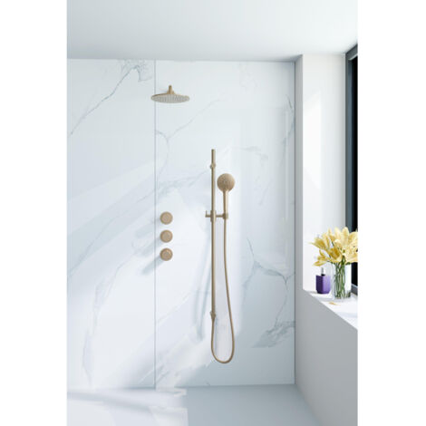 Fortifura Nebbio Ensemble de douche pluie - robinet encastré - élément encastré - barre coulissante - flexible de douche métal - douchette ronde -